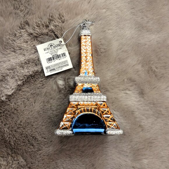 Kurt Adler Eiffel Tower PARIS France 5" Glass Christmas Tree Ornament Noble Gems - Picture 3 of 8